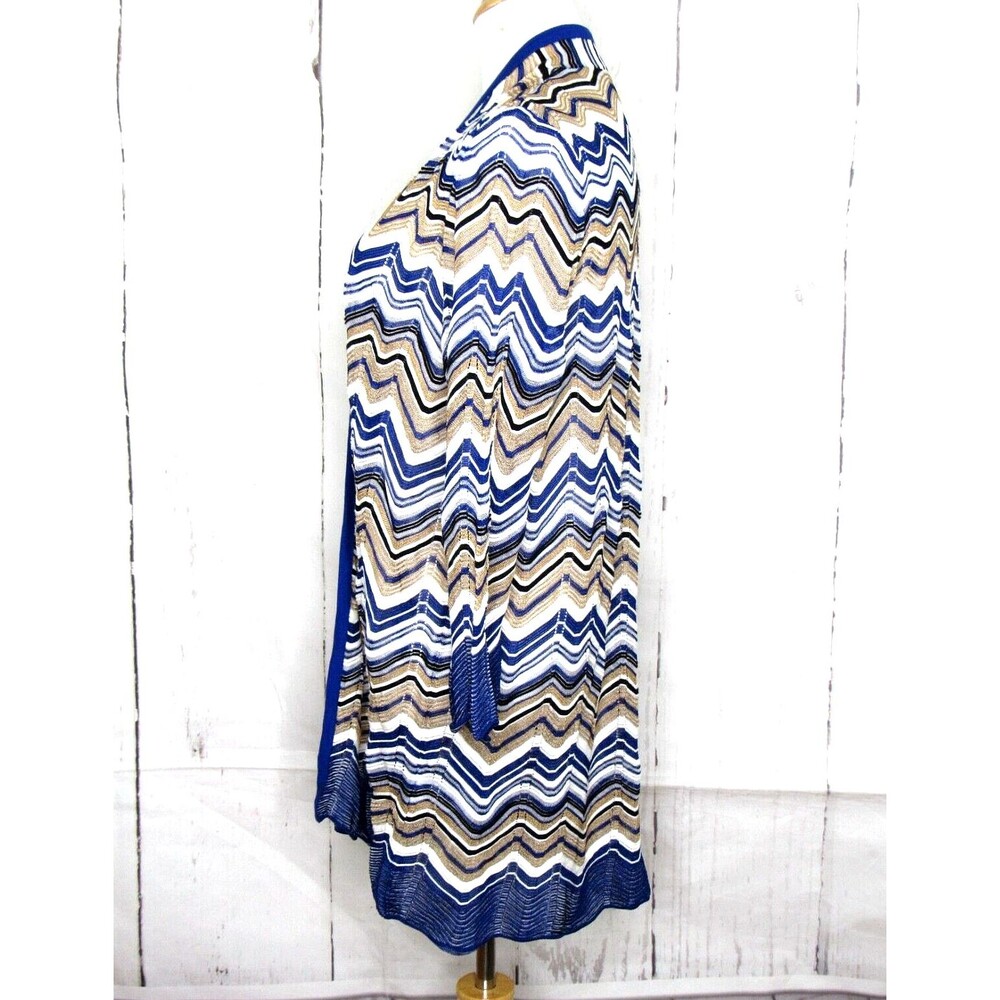 Chico's Travelers Size 3 (XL) Zig-Zag Stitch Long Cardigan Open Front Multicolor - Picture 3 of 6